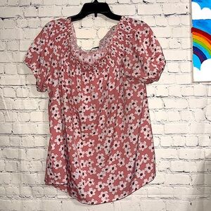 Floral pink off the shoulder blouse